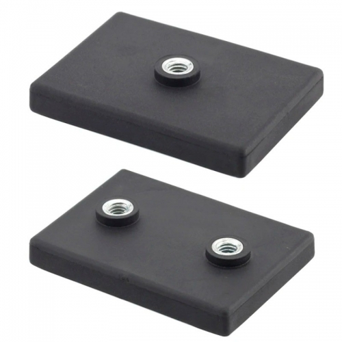 Rubber coated block magnet with screwed bush