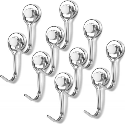 30Lbs Swivel Magnet Hooks For Hanging, Magnetic Hooks Heavy Duty for Refrigerator, Strong Neodymium Magnets with Hook for Kitchen, Office, Classroom, Garage, Cruise